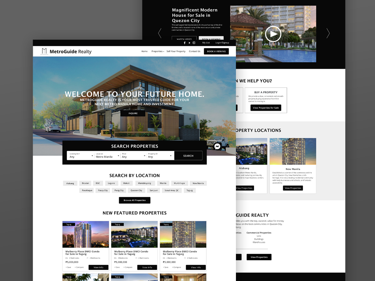 MetroGuide Realty Website - Home Page