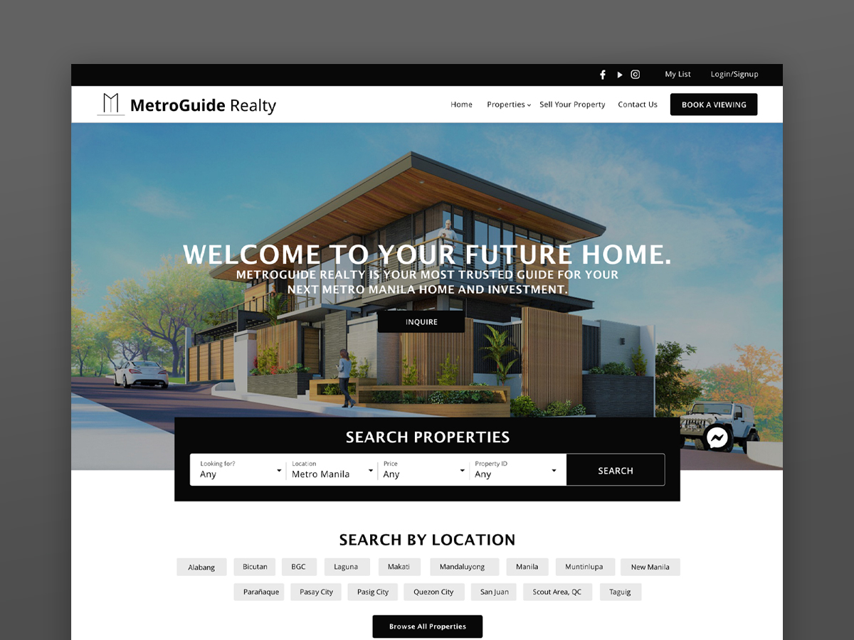 MetroGuide Realty Website - Home Page Search