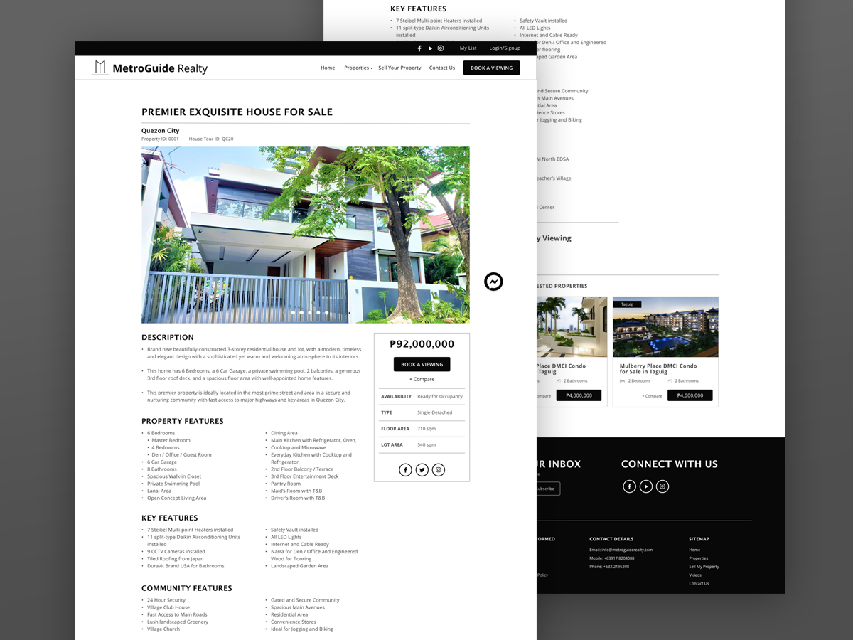 MetroGuide Realty Website - Property Details