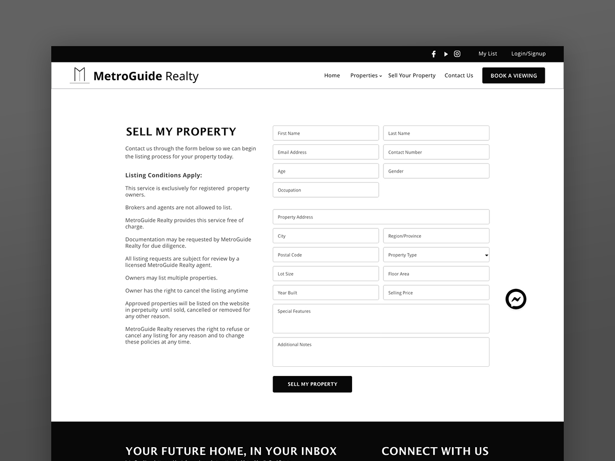 MetroGuide Realty Website - Sell Property