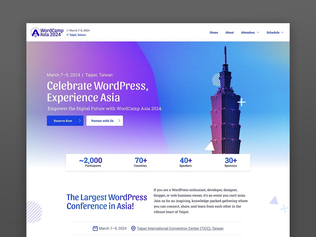 WordCamp Asia 2024 Website - Home Page